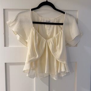 FRAME silk Ivory Flowy Blouse